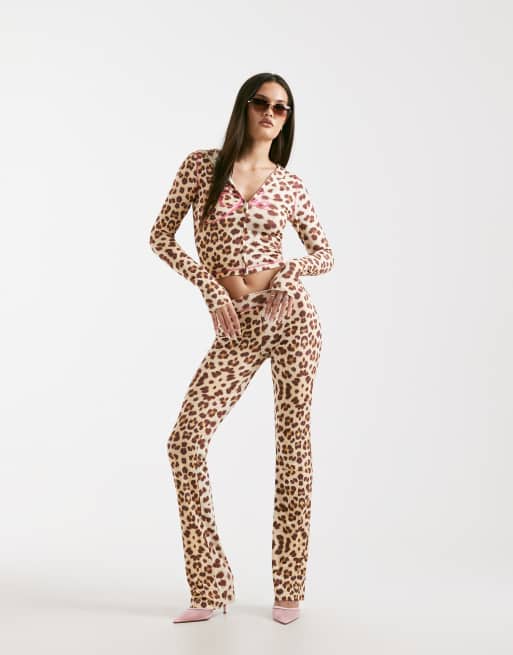I.AM.GIA - Blare - Trainingsbroek met logo op de achterkant en contrasterende stiksels met luipaardprint, deel van co-ord set