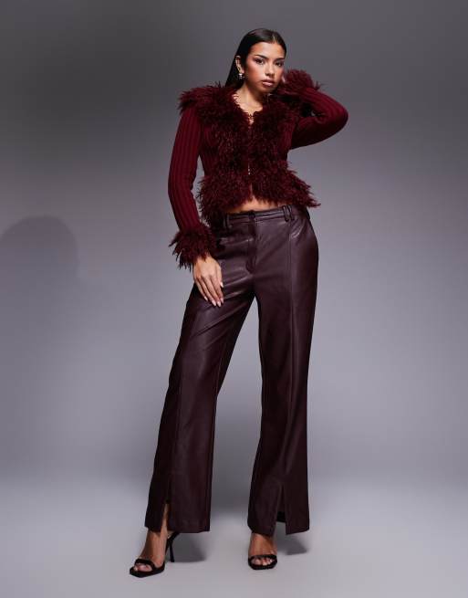 I.AM.GIA Cressida compact knit shaggy faux fur trim zip up