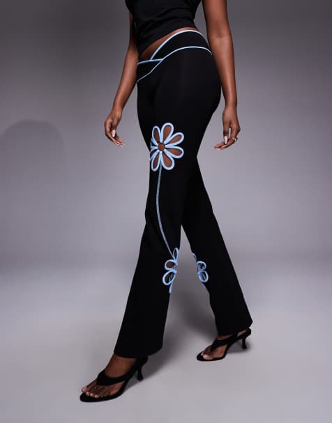 I.AM.GIA Daisy cotton blend bandeau contrast floral cutout top in black and baby blue (part of a set) - view 1