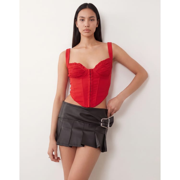 I.AM.GIA Desmina leather look buckle detail pleated mini skirt in