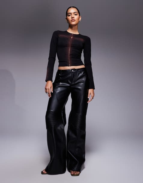 I.AM.GIA – Draven – Gestricktes Set in Schwarz und Rot, bestehend aus langärmligem Oberteil mit Ombré-Kreuz-Detail und Hose mit mittelhohem Bund - view 1