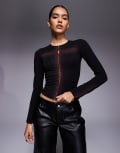 [I.AM.GIA] I.AM.GIA Draven hook and eye clasp front ombre cross detail long sleeve top in black and red XL BLACK