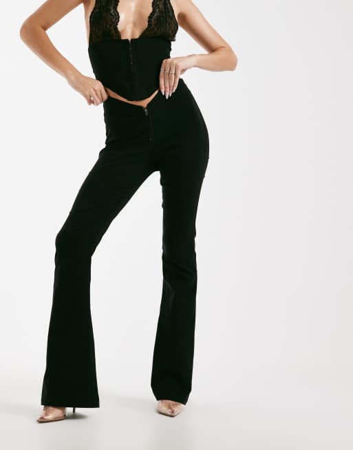 I.AM.GIA Elena 2.0 V-front flared pants in black - part of a set