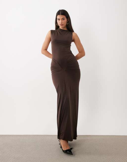 I.AM.GIA Eliana asymmetric cap sleeve cinch drape detail maxi