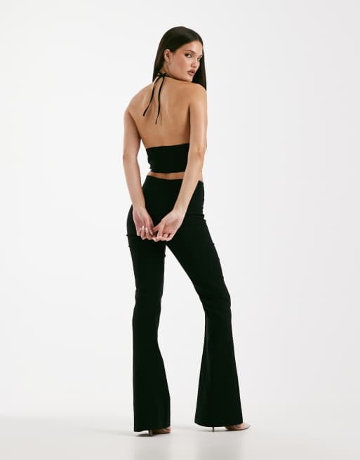 Ellena Pantaloni a zampa neri con davanti a V in