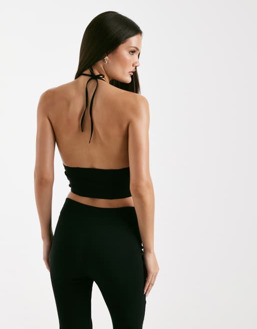 I.AM.GIA Ellena halterneck contrast lace structured corset top co-ord in black