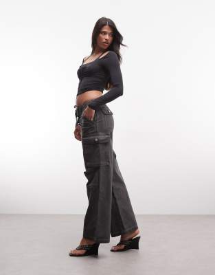 IAMGIA Jaxxon low rise oversized wide leg cargo pants in black - part of a set black 31890₽