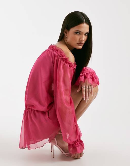 I.AM.GIA Jazmin georgette chiffon bardot plunge tie detail dropped
