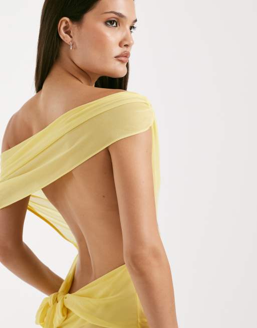 Robe D'été Jaune épaules Dénudées 100% Coton – Marque Lilou, Neuve Sans étiquettes