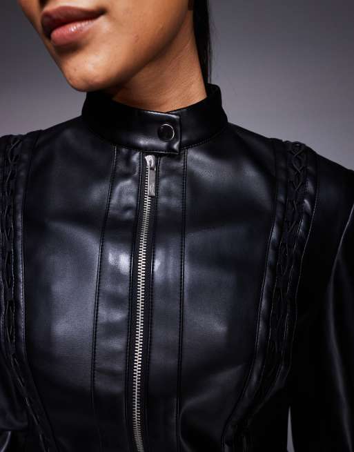 I.AM.GIA Kendrix leather look lace up detailing fitted zip up