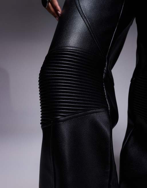 I.AM.GIA Kristie leather look mid rise seam detail straight leg