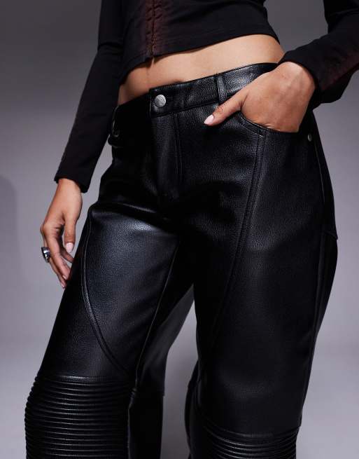 I.AM.GIA Kristie leather look mid rise seam detail straight leg