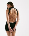 [I.AM.GIA] I.AM.GIA Larisa slinky keyhole detail open cross back butterfly pattern hardware mini dress in black 2XS BLACK