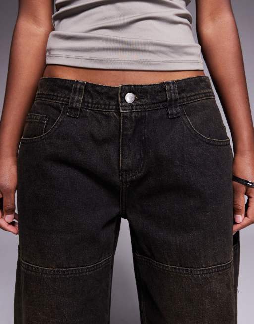 I.AM.GIA Misty low rise sand washed baggy jeans in washed black