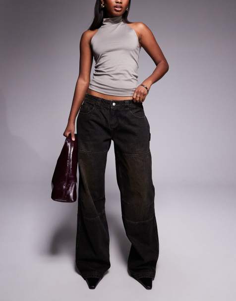 I.AM.GIA – Misty – Weite Cargo-Jeans in verwaschenem Schwarz mit Sandwaschung und niedrigem Bund - view 1