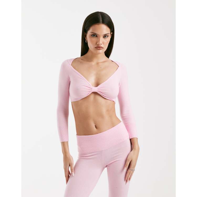 I.AM.GIA Morgana super soft fine knit bow front long sleeve crop
