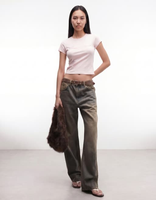 I.AM.GIA Odezia 'Financial Advisor' diamante graphic cap sleeve fitted tee in baby pink, 2 of 4