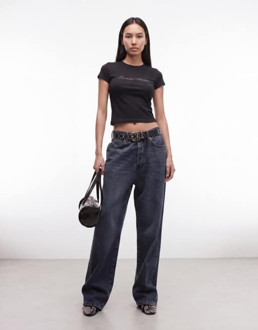 I.AM.GIA Odezia 'Financial Advisor' rhinestone graphic cap sleeve fitted tee in black, 3 of 4