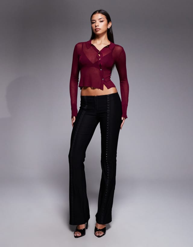 I.AM.GIA Ronan low rise hook and eye seam detailing kick flare