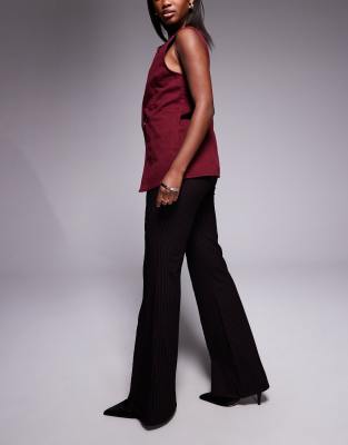 I.am.gia Ronan Low Rise Hook And Eye Split Front Flared Pants In Black