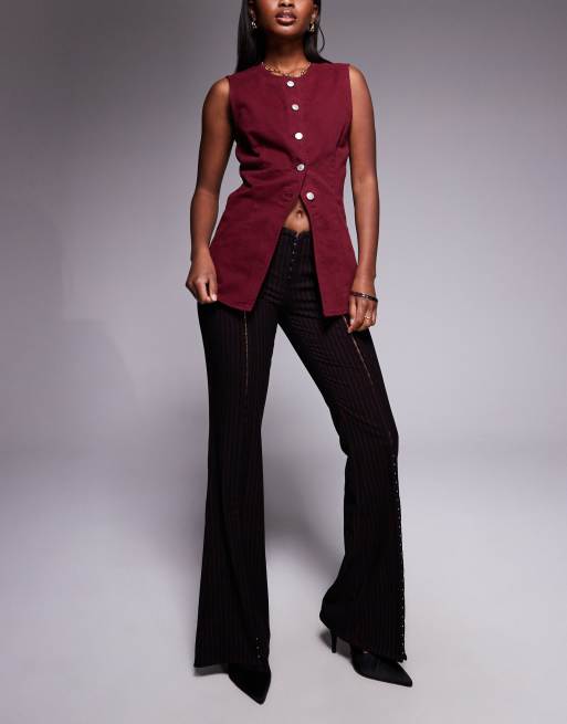 I.AM.GIA Ronan low rise hook and eye split front flared trouser in black