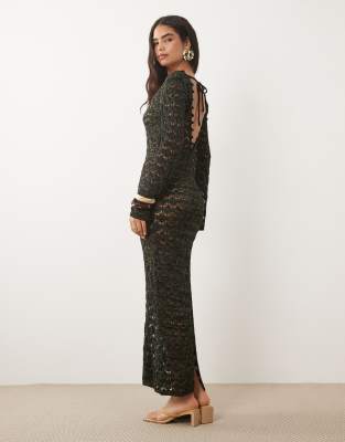I.AM.GIA Sennia crochet plunge neck maxi dress in black | ASOS