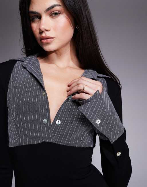 I.AM.GIA - Sharah - Robe courte avec boucle à la taille et chemise contrastante - Noir, 2 de 4