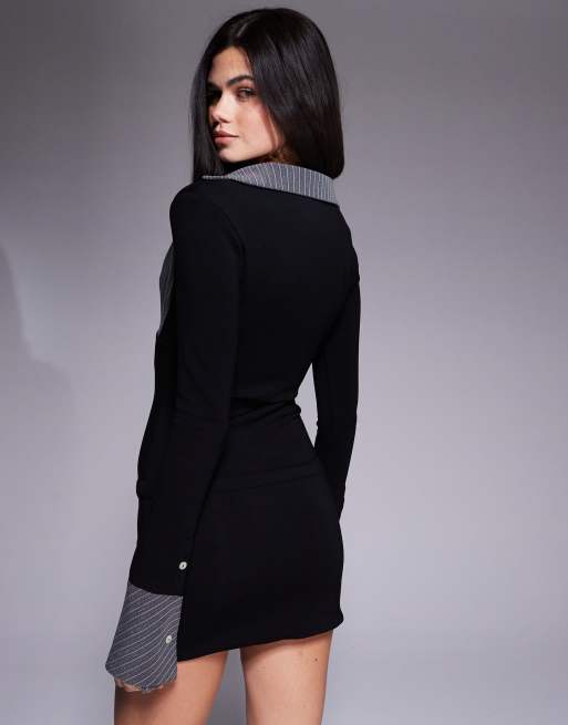 I.AM.GIA - Sharah - Robe courte avec boucle à la taille et chemise contrastante - Noir, 3 de 4