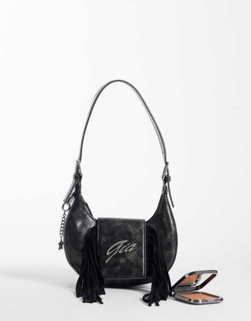 I.AM.GIA Tia textured faux leather chrome logo detail fringe front