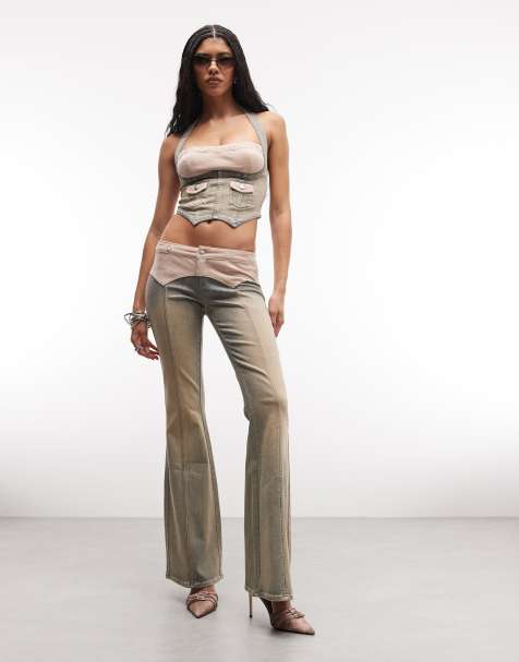 I.AM.GIA - Tommie - Jeans med svaj og talje i kontrasterende fløjl og logodetalje vintage-inspireret gyldenbrun vask - Del af sæt - view 1