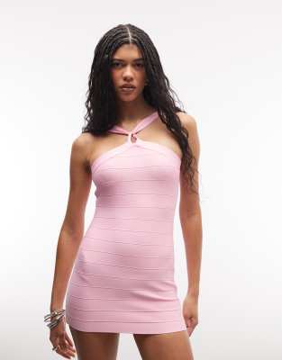 I.am.gia Vespera Halterneck Bandage Mini Dress In Pink