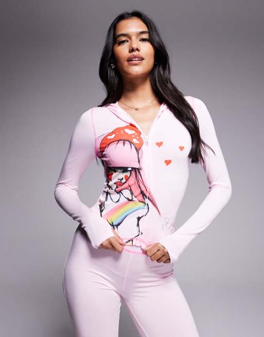 I.AM.GIA x Fafi Blare - Fafinettes - Felpa con cappuccio rosa con grafica, logo in strass e zip in coordinato