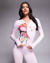 I.AM.GIA Blare logo contrast stitch zip up hoodie in baby pink - part of a set
