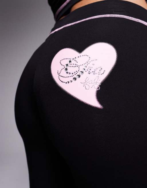 I.AM.GIA x Fafi Blare Fafinettes heart diamante logo detail flare track pant co-ord in black