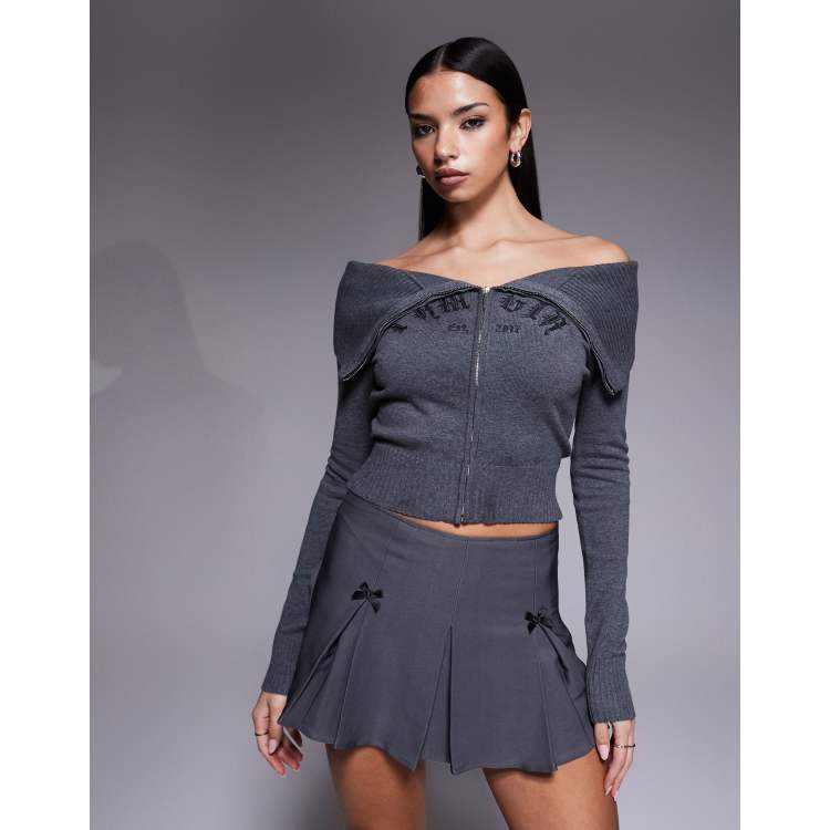 トップス epine BIJOU NOLDIC KNIT GRAY Joelle Embellished Cable Cardigan – Cinq à Sept