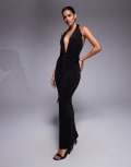 [I.AM.GIA] I.AM.GIA Ziva halterneck plunge low back tie waist maxi dress in black M BLACK