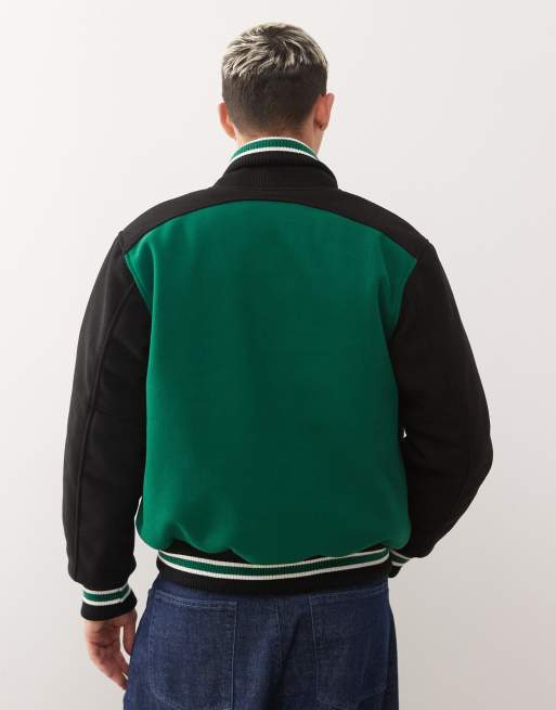 Ice Cream college varsity bomber jacket in green and black