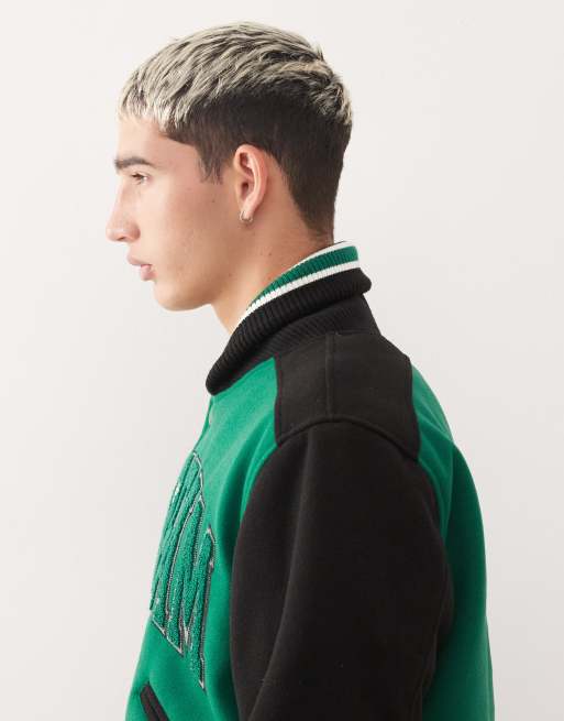 Ice Cream college varsity bomber jacket in green and black