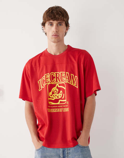 Ice Cream team football jersey t-shirt in red