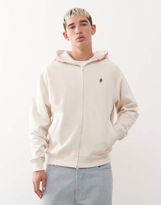 Ice Cream gradient smile zip through hood in off white