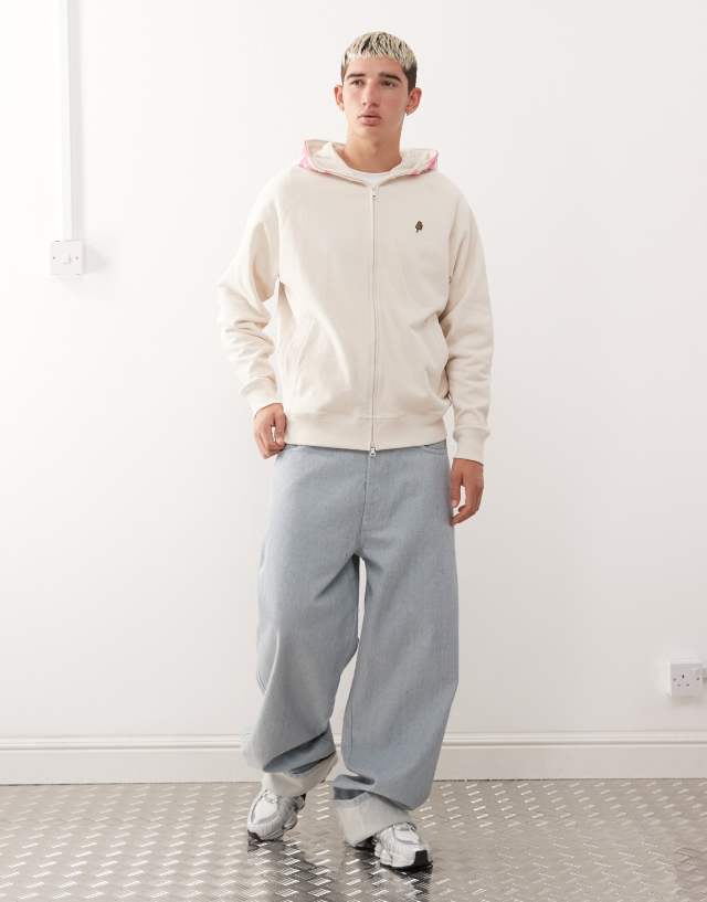 Ice Cream gradient smile zip up hoodie in off white | ASOS