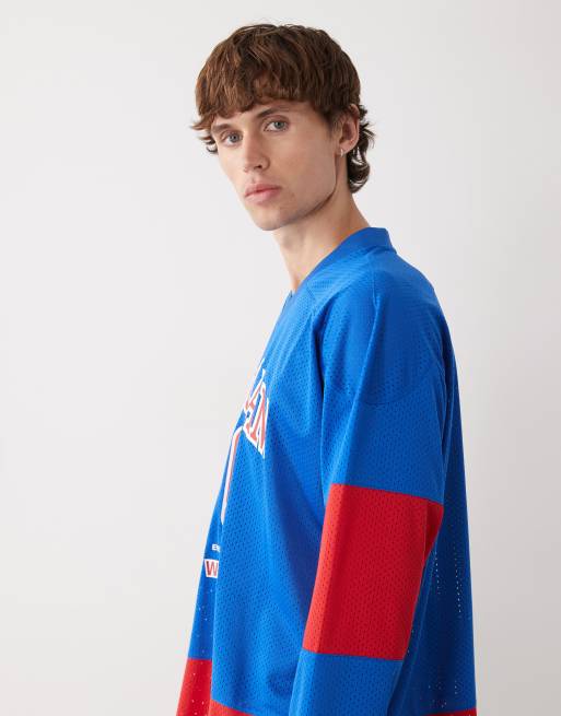 Ice Cream - Maillot de hockey à manches longues - Bleu et rouge, 4 de 5
