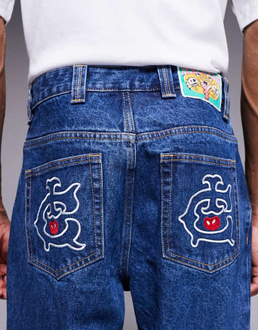 ICE CREAM - Mascot - Jeans dritti blu lavaggio medio con stemmi multipli in coordinato, 4 di 5