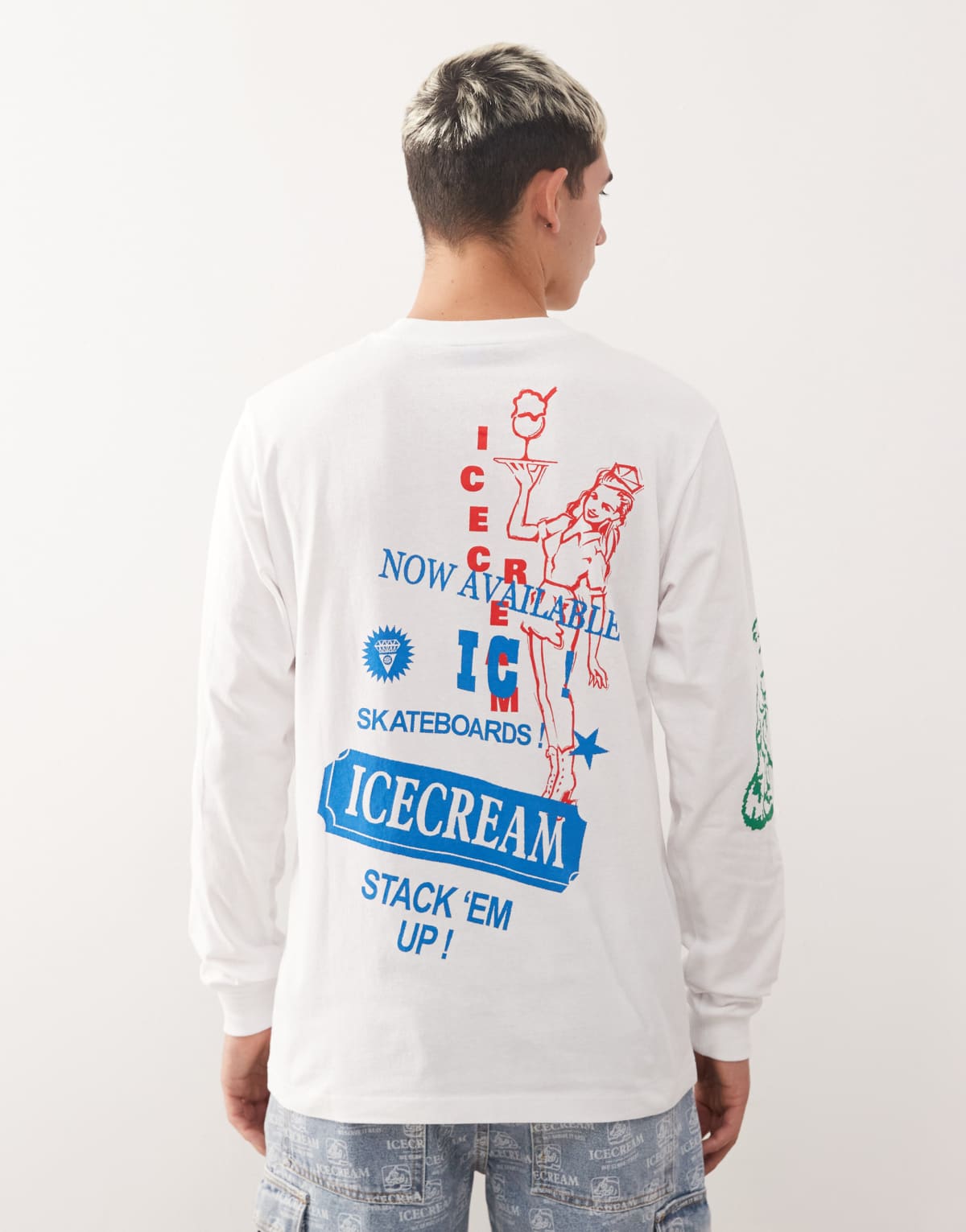 Ice Cream multi graphic long sleeve t-shirt in white