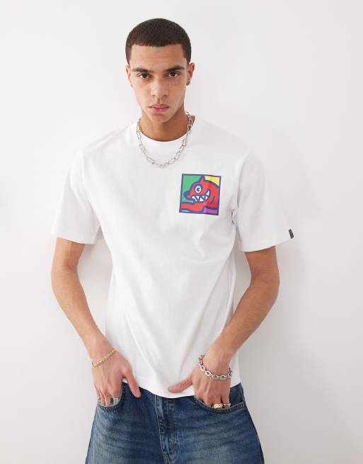Ice Cream pop art running dog short sleeve t-shirt in white