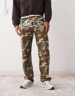 ICECREAM Ice Cream running dog cargo trousers in camo-Multi