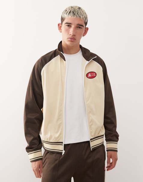Ice Cream running dog co-ord zip through track jacket in beige and brown - view 1