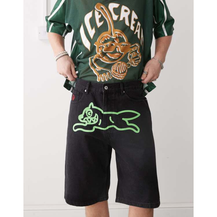 Ice Cream running dog denim shorts in black | ASOS