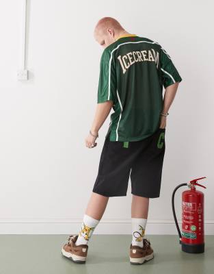 Icecream Running Dog Denim Shorts In Black