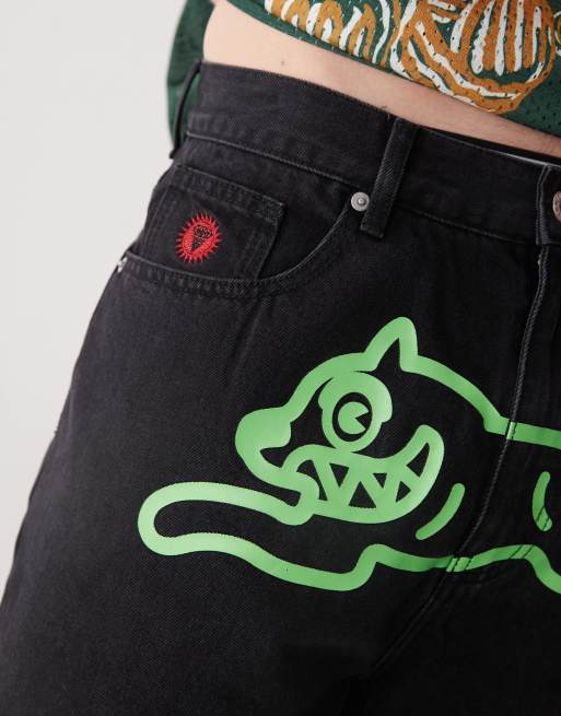 Ice Cream running dog denim shorts in black ASOS